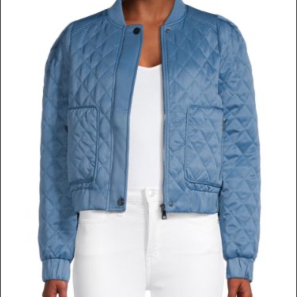Ted Baker Quilted Bomber Jacket Blue